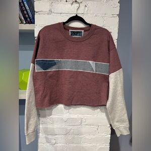 Drift Collective‎ - Color Block Burgundy Grey Denim Cutout